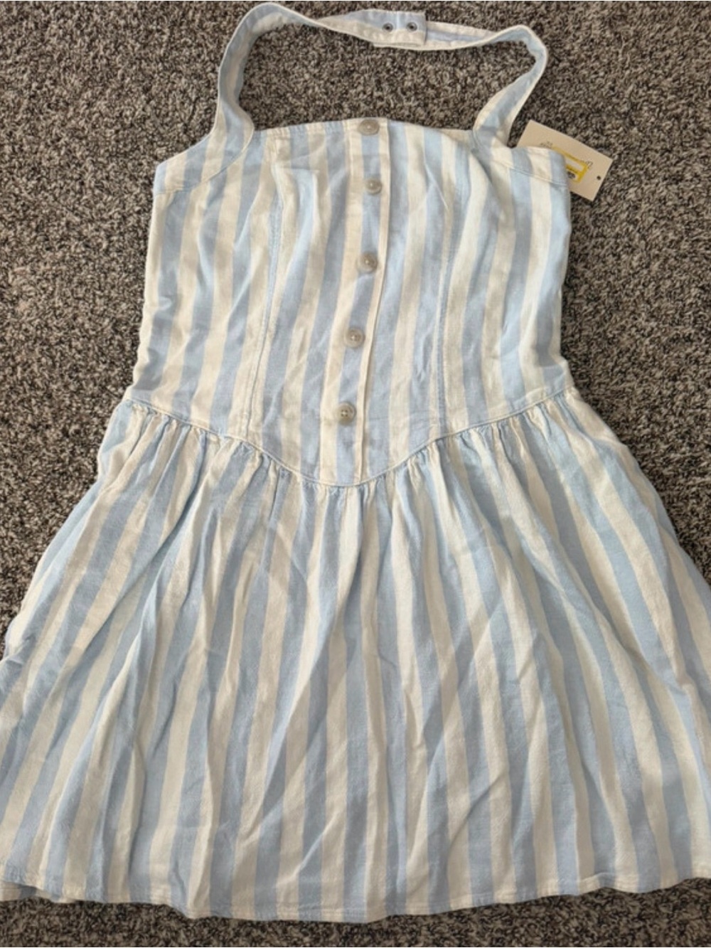 Universal Thread Light Blue & White Striped Halter Dress